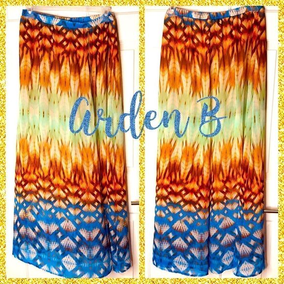 ARDEN B Flowy Chiffon Maxi Skirt Zipper Front+Mini - Picture 1 of 7